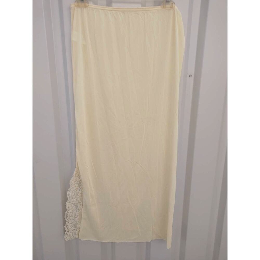 Vintage JC Penney Union Made Long Maxi Slip Lace Detail Side Nylon Small